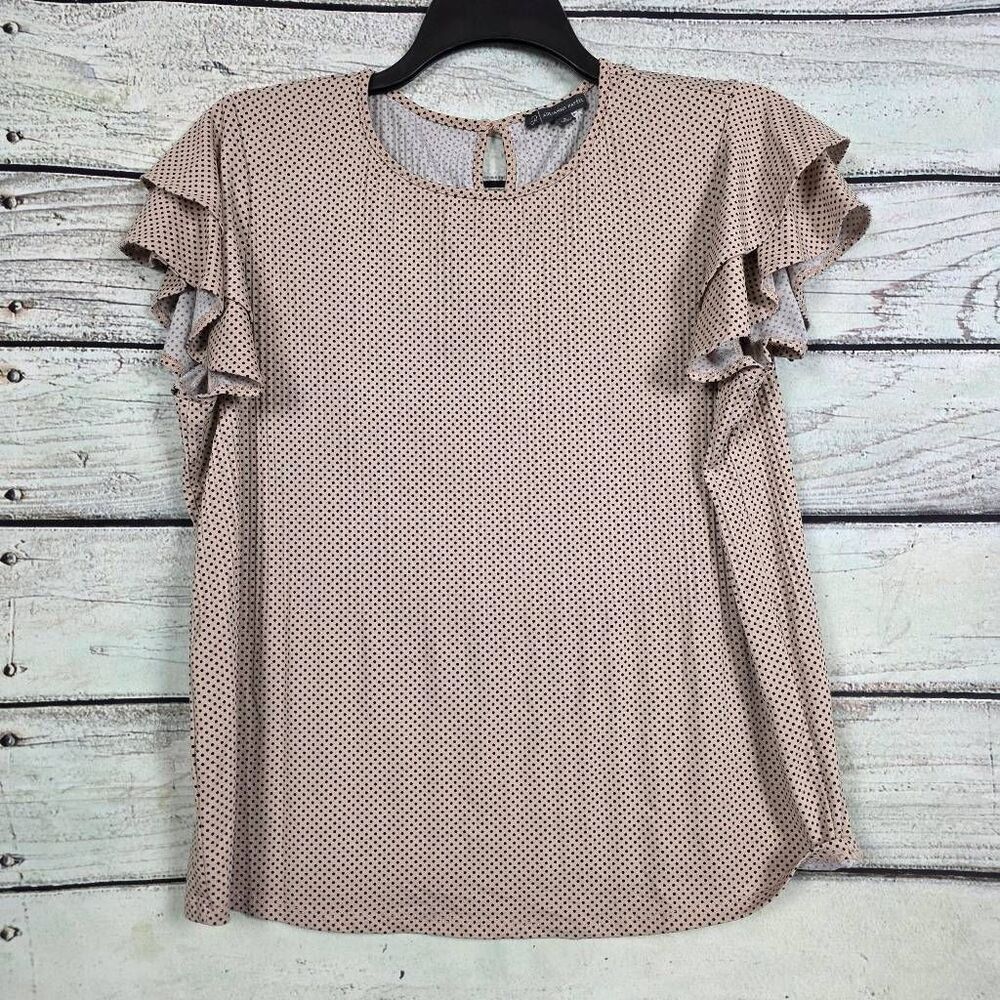 Adrianna Papell Polka Dot Flutter Sleeve Blouse Women’s Small